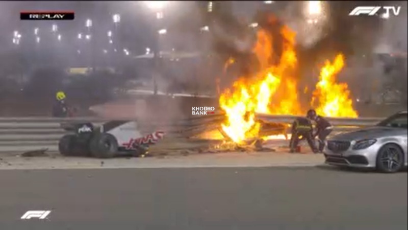تصادف وحشتناک رومن گروژان در مسابقه فرمول یک بحرین